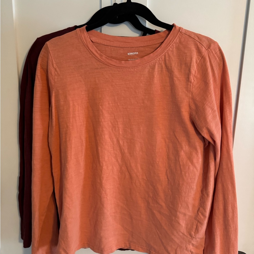 Sonoma Long Sleeve Shirt Bundle (2 shirts) plum and cream orange casual medium